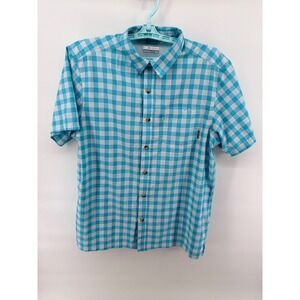 Columbia PFG Men's Blue Gingham Short Sleeve Fishing Shirt Size M